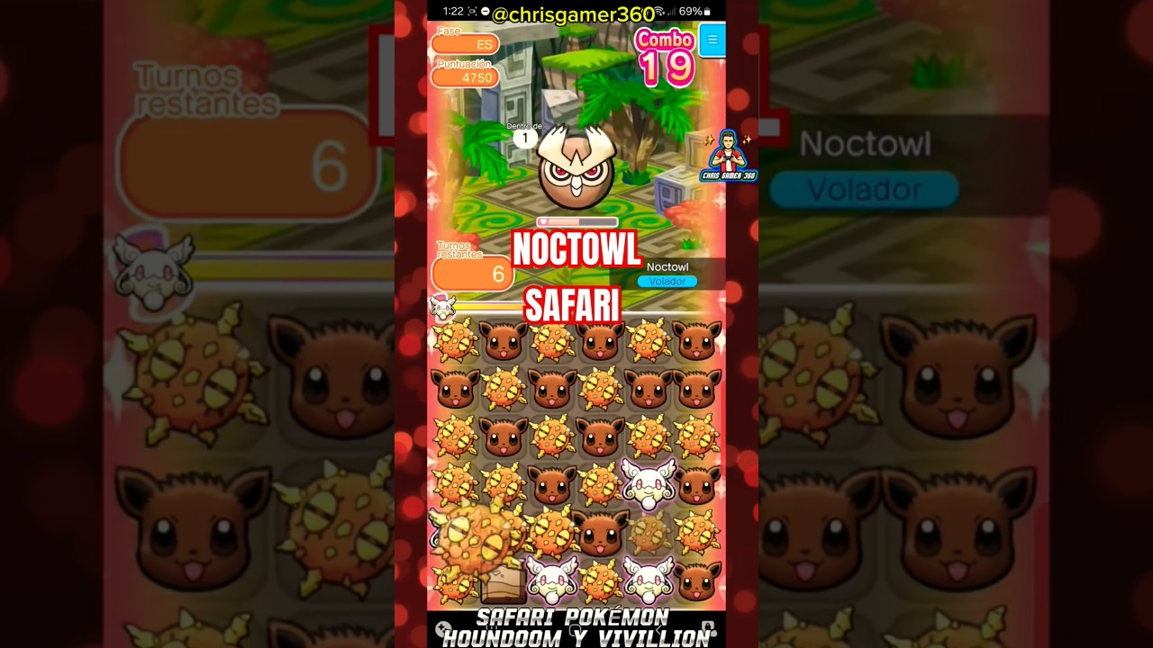 Derrotar a Noctowl fase SAFARI Pokémon Shuffle Mobile #tutorial #gameplay