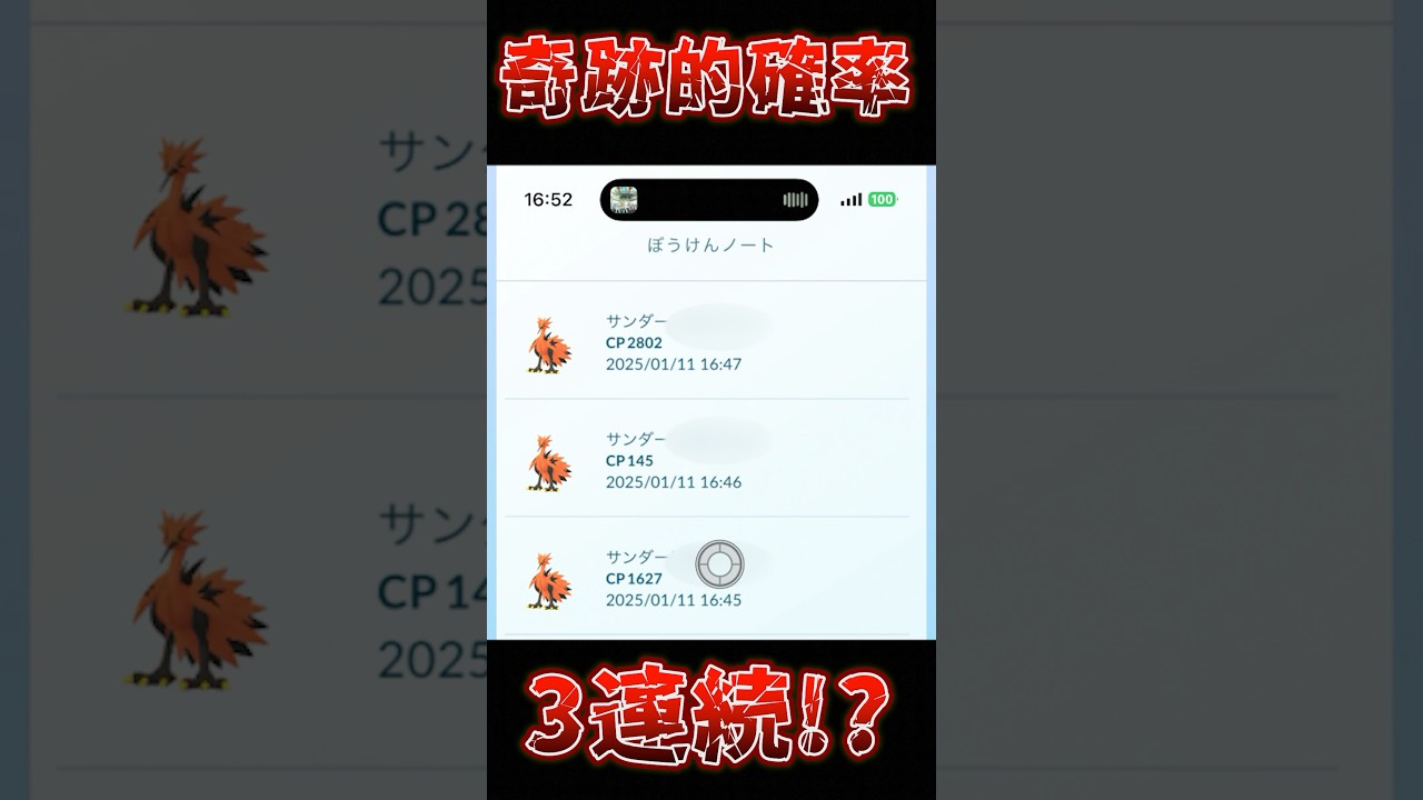 奇跡的確率!?ガラルサンダー3連続で出現【ポケモンGO】 #ガラルサンダー #ポケモンGO #おさんぽおこう