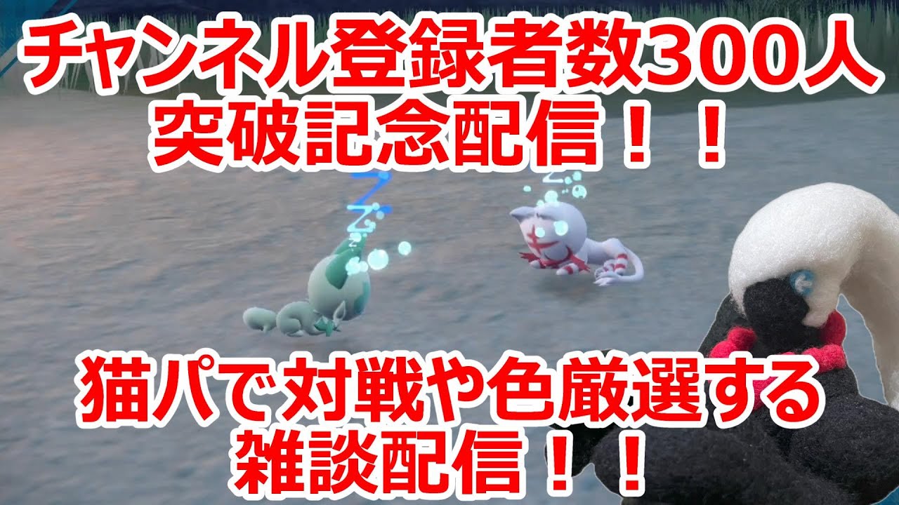 チャンネル登録者数300人突破記念！！猫パで対戦や色厳選する雑談配信！初見さん大歓迎！！＃１６