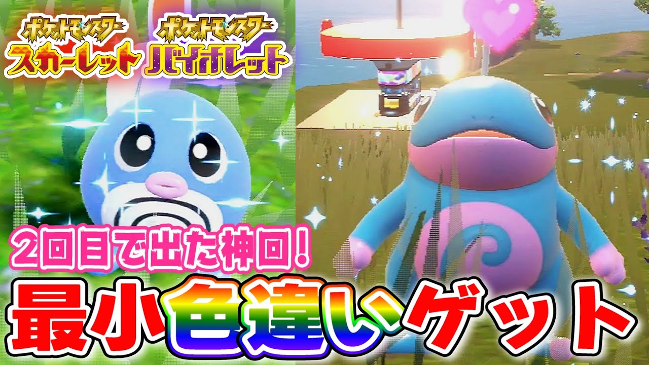 【ポケモンSV】まさかの色厳選リタイア!?赤、緑、青大量発生イベントで最小色違いニョロモを狙ってみた！