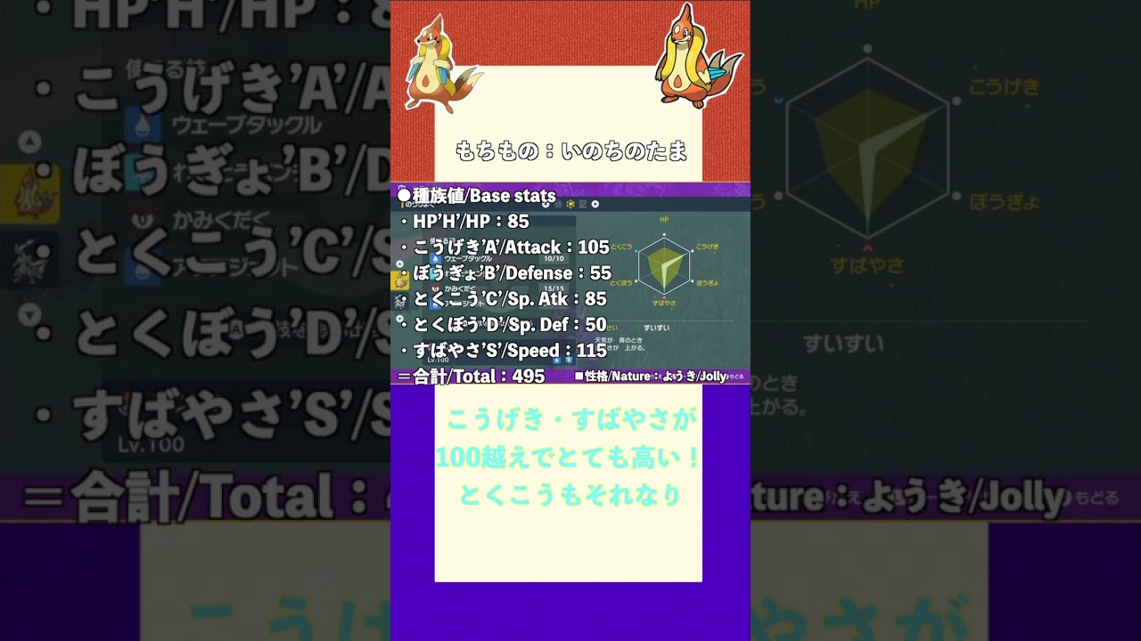 ポケモンSV パルデア図鑑052　フローゼル　レベル100 #shorts
