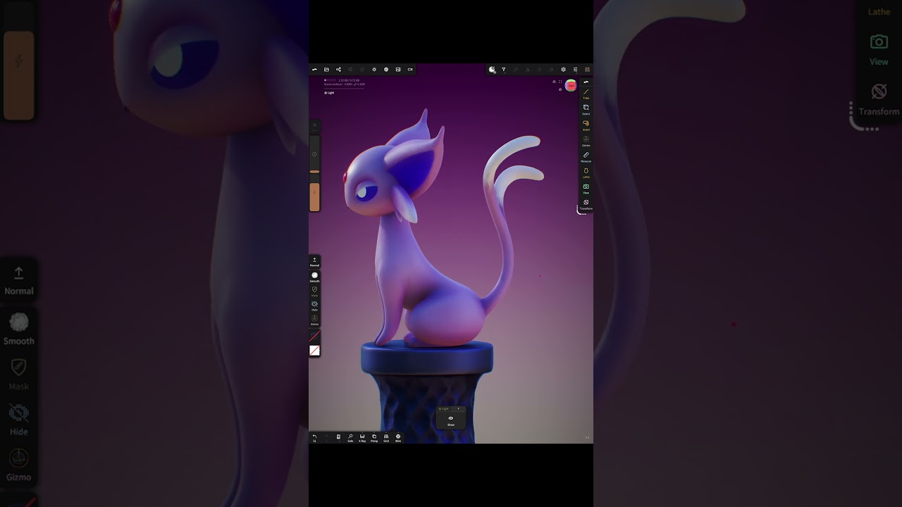 Pokemon Espeon - Nomad Sculpt on iPad Pro #3dart #nomadsculpt #3d #pokemon