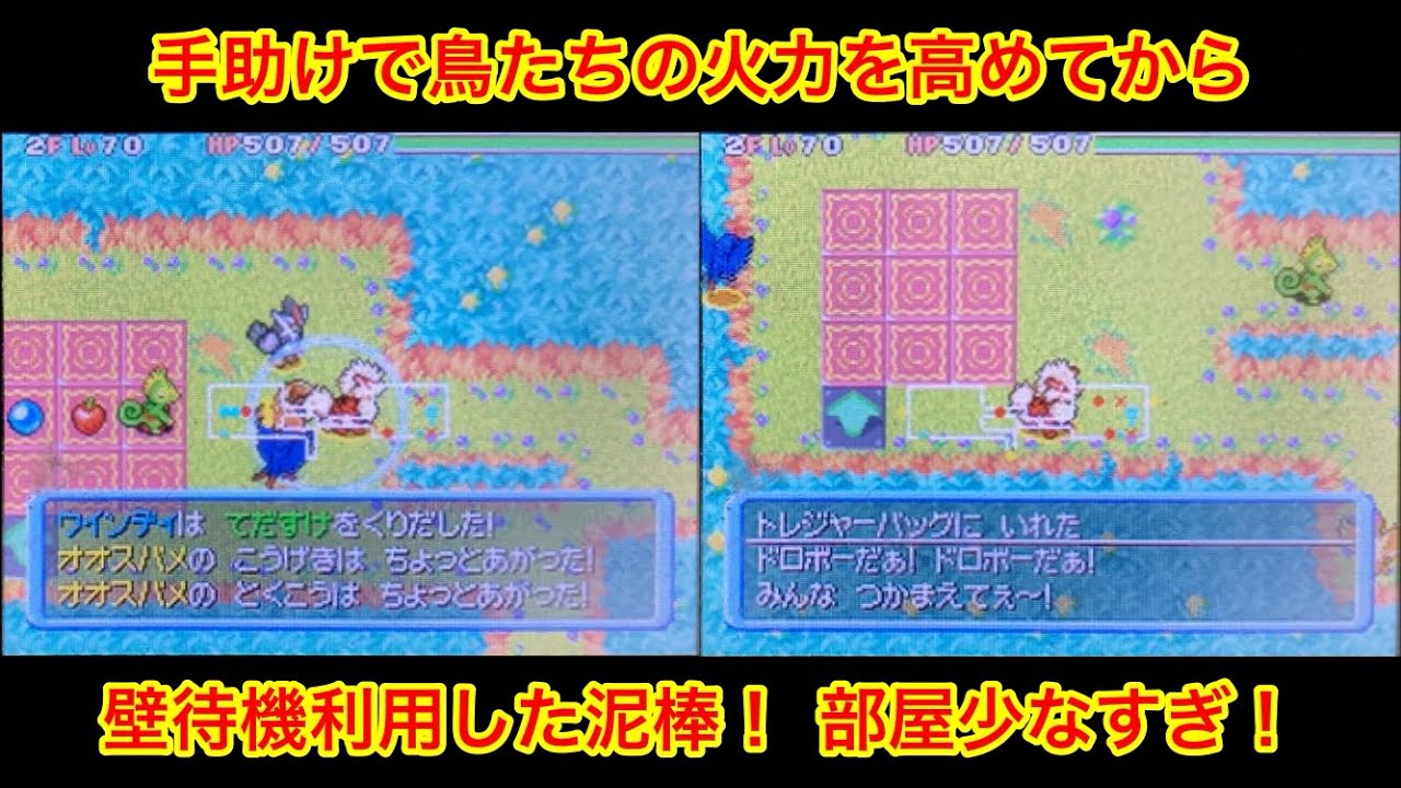 【ポケモンダンジョン時】 手助け使ってから鳥たちの壁待機を利用して泥棒するウインディ！