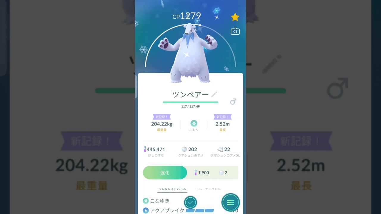 色違い　クマシュンからツンベアーに進化　ポケモンGO