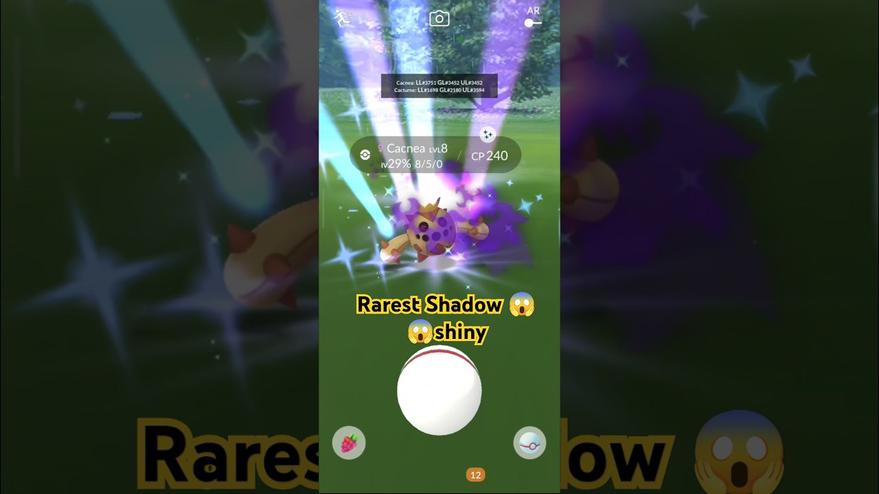 Rare Shadow Shiny Cacnea Catch in Pokemon Go #shorts #pokemongo #shinypokemon #cacnea