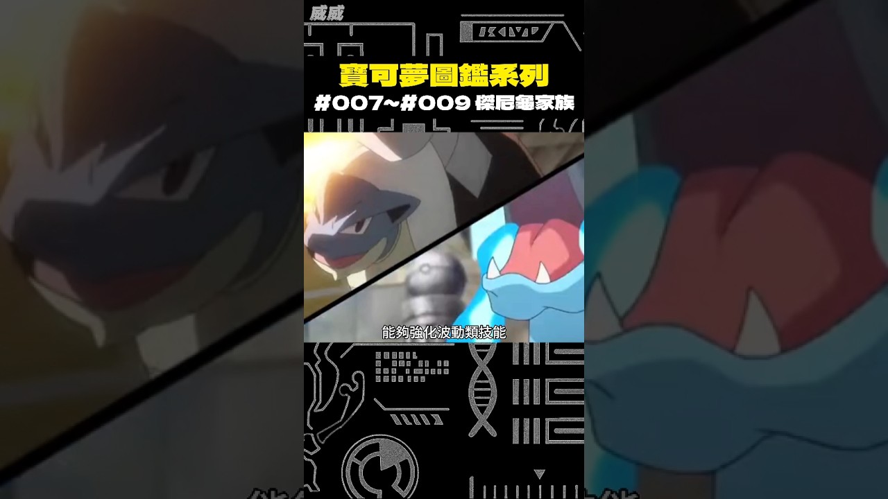 寶可夢圖鑑介紹 007~009｜小智心中最初的夥伴 傑尼龜家族  #寶可夢 #傑尼龜 #mega水箭龜