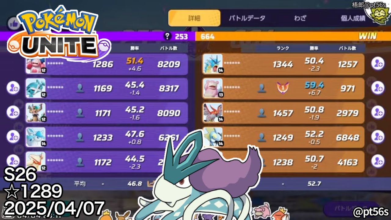 【ポケモンユナイト】配信画面ちょっと変えたぞ サポート専のソロランク ☆1289