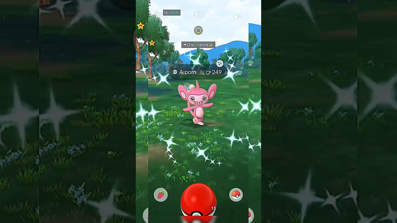 Catch a Shiny Aipom in Wild Pokemon Go #shorts #pokemongo #aipom