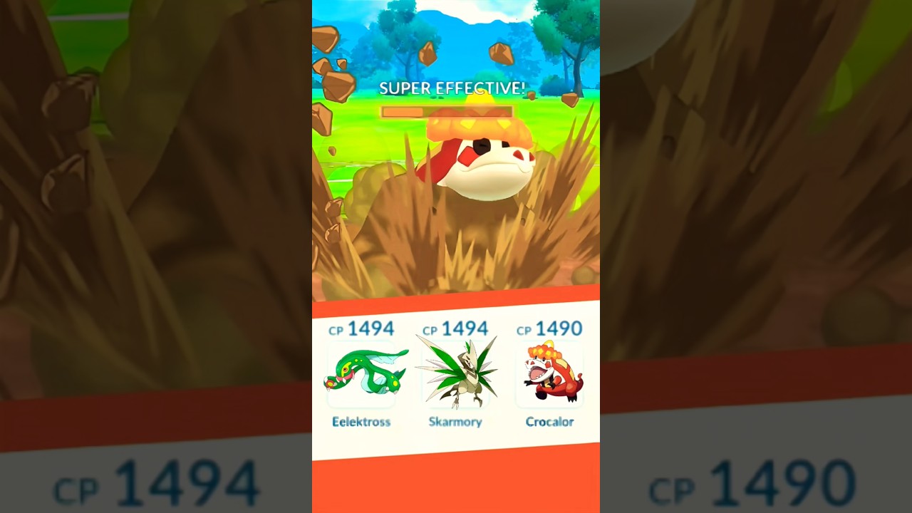 Eelektross ⚡ Shiny ✨ Skarmory 🪽 Crocalor 🔥 || Pokemon Go 🌈 @pokemongo #shorts #battle