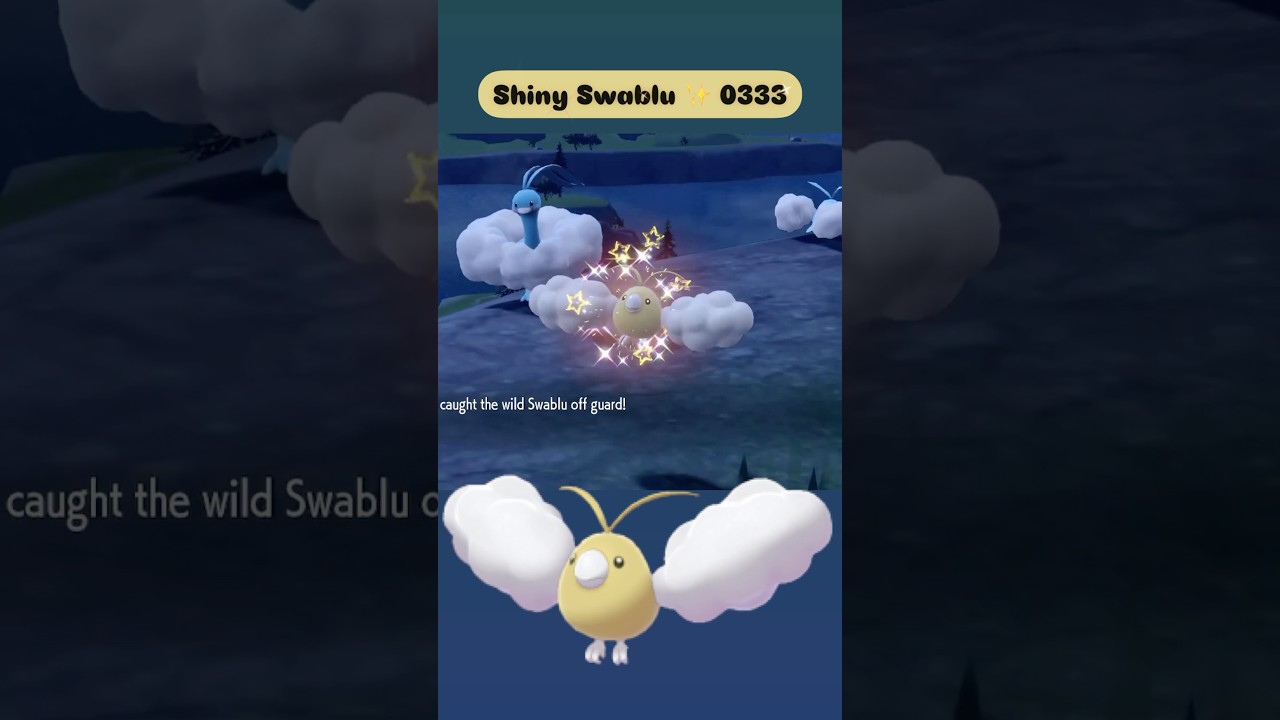 Shiny Swablu ✨ 0333 caught in Pokemon Scarlet in the wild #shinyshorts