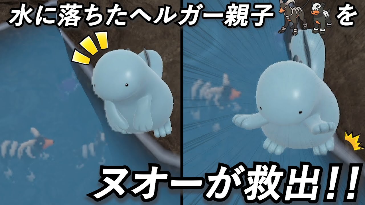 水に落ちたヘルガー親子を救出するヌオーがカッコよすぎた【ポケモンSV】