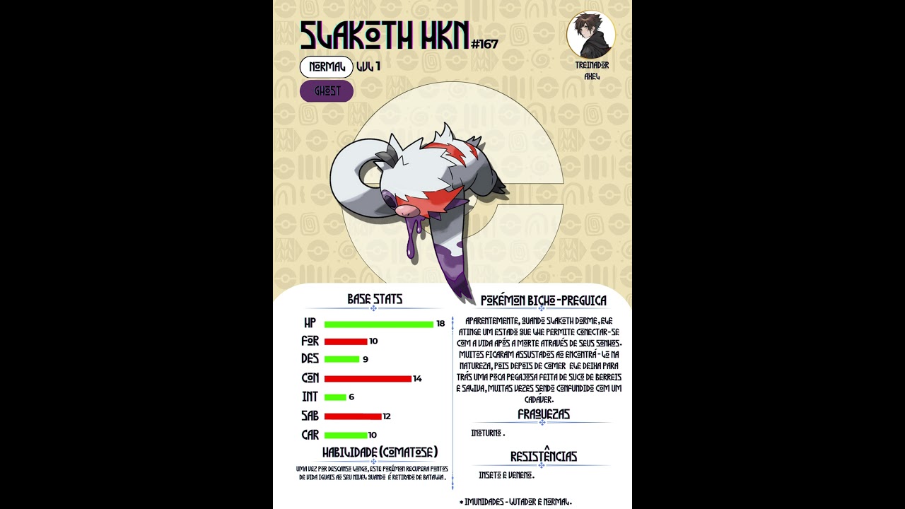 Dex de Hakuna: Slakoth de Hakuna Pokémon Bicho-Preguiça  #5e #pokemon #dnd #anime  #meowth #fakemon