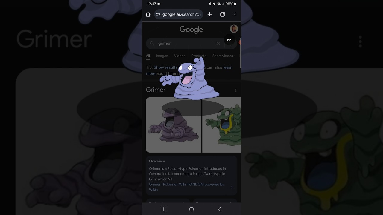 Pokédex de Google 91: Grimer #Pokemon #Grimer #Pokedex #Google #Googlesearch #Googleenglish