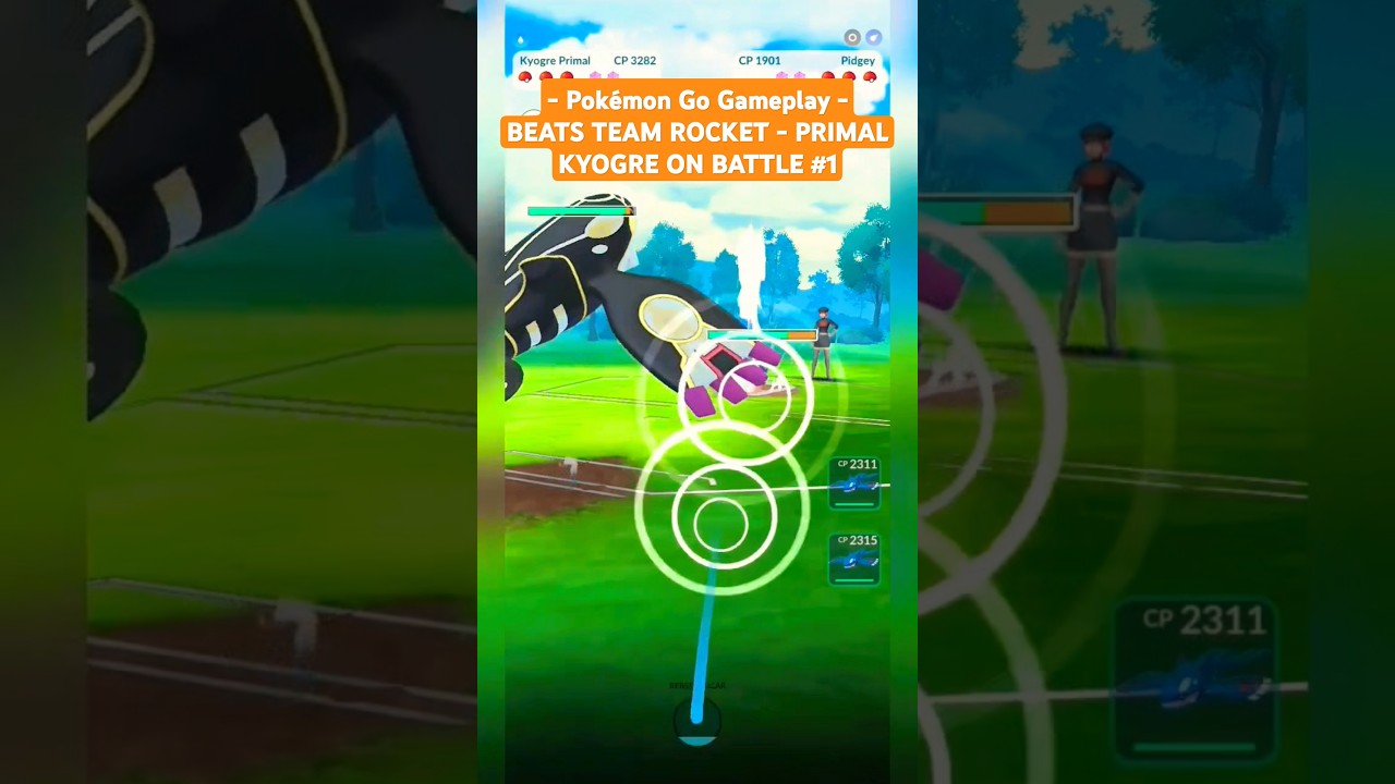 SHINY PRIMAL KYOGRE ✨️ BEATS TEAM ROCKET  #1 #pokémongo #pokémon #pokemoncommunity #shorts #presbar