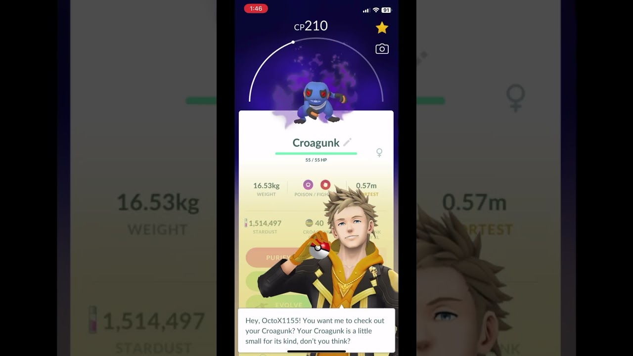Should I purify? #pokemongo #pokemon #pokemontcg #croagunk #shadowpokemon