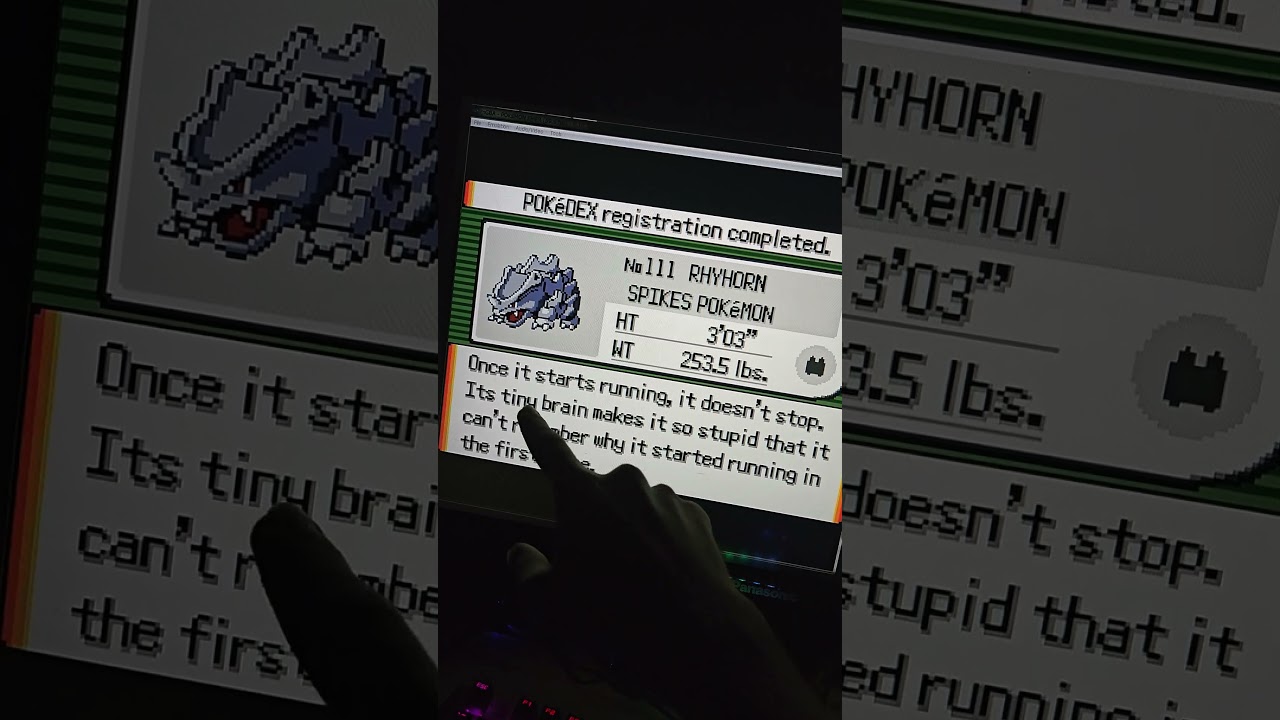 Pokedex Cada Entry Brutal - Rhyhorn no Emerald