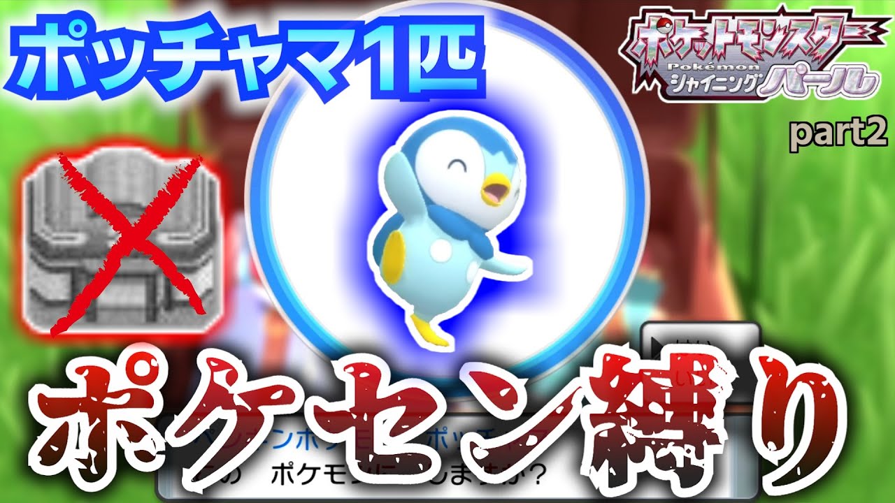 【鬼畜縛り】ポッチャマ1匹ポケセン禁止でシンオウ制覇したったｗｗｗpart2【ダイパリメイク実況】
