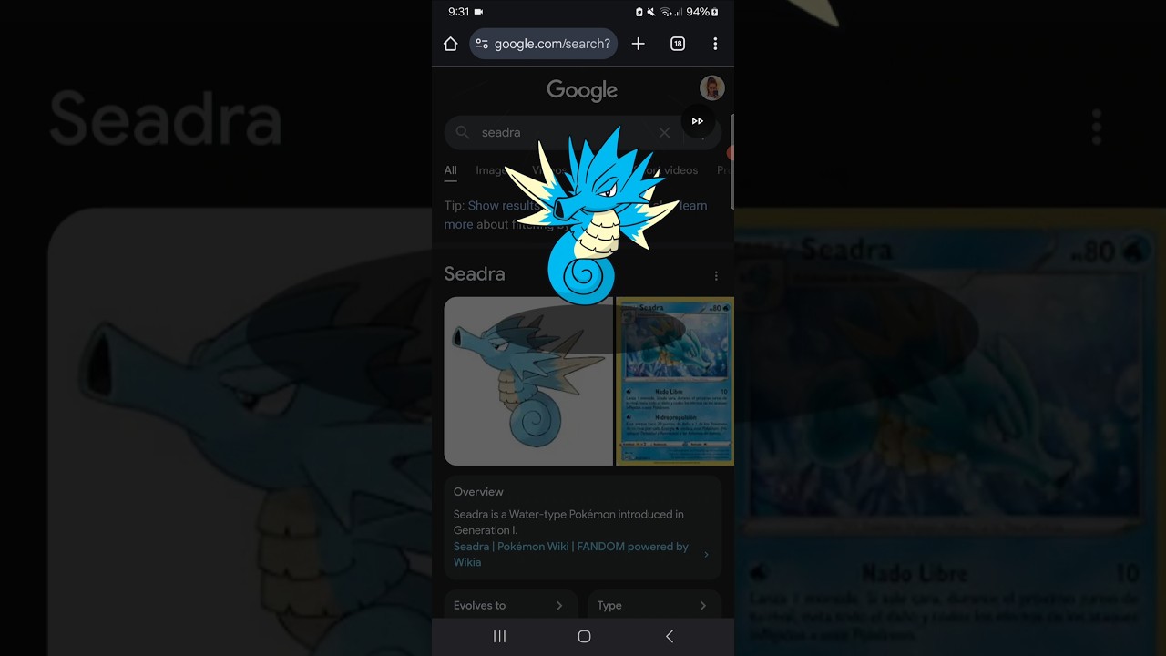 Pokédex de Google 121: Seadra #Pokemon #Seadra #Pokedex #Google #Googlesearch #Googleenglish