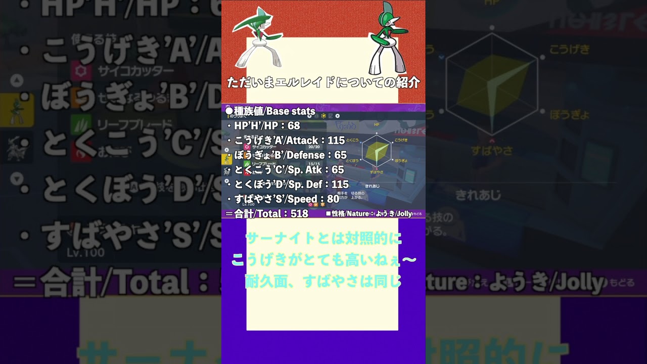 ポケモンSV パルデア図鑑065　エルレイド　レベル100 #shorts