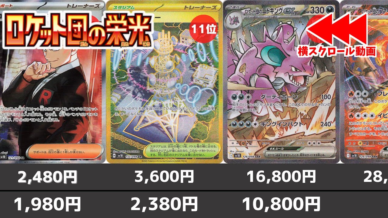 【ポケカ】 結局高騰どうなった ロケット団の栄光 高額カード価格相場ランキング 発売から1週間(AR/SR/SAR/UR) 【ポケモンカード】Glory of Team Rocket(sv10)