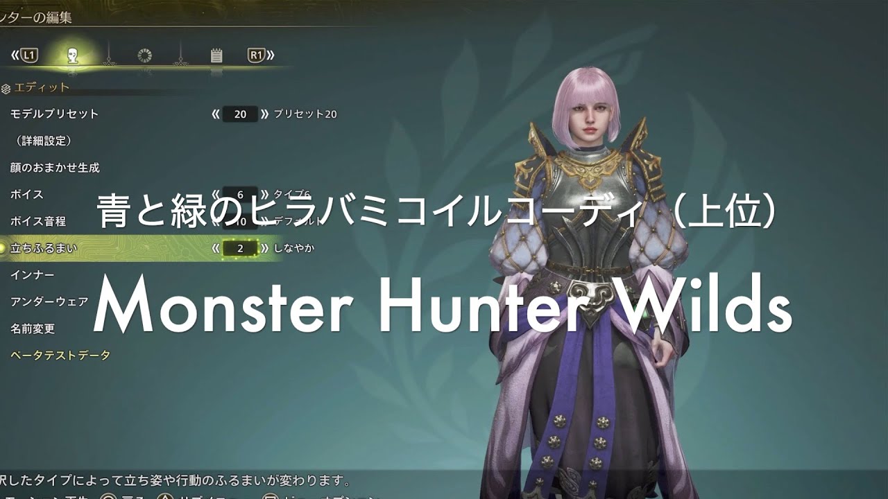 青と緑のヒラバミコイルコーディ【Monster Hunter Wilds  PS5】