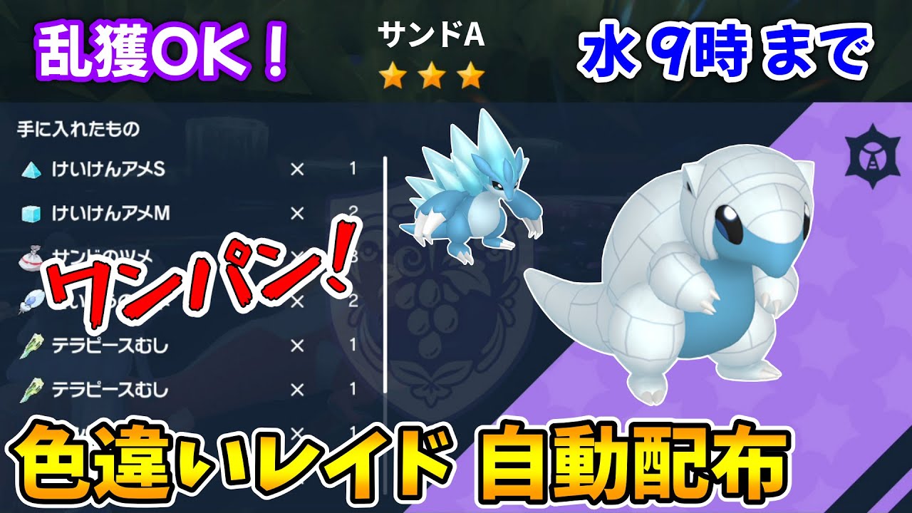 乱獲OK！アローラサンド色違いレイド自動配布会！【ポケモンSV】