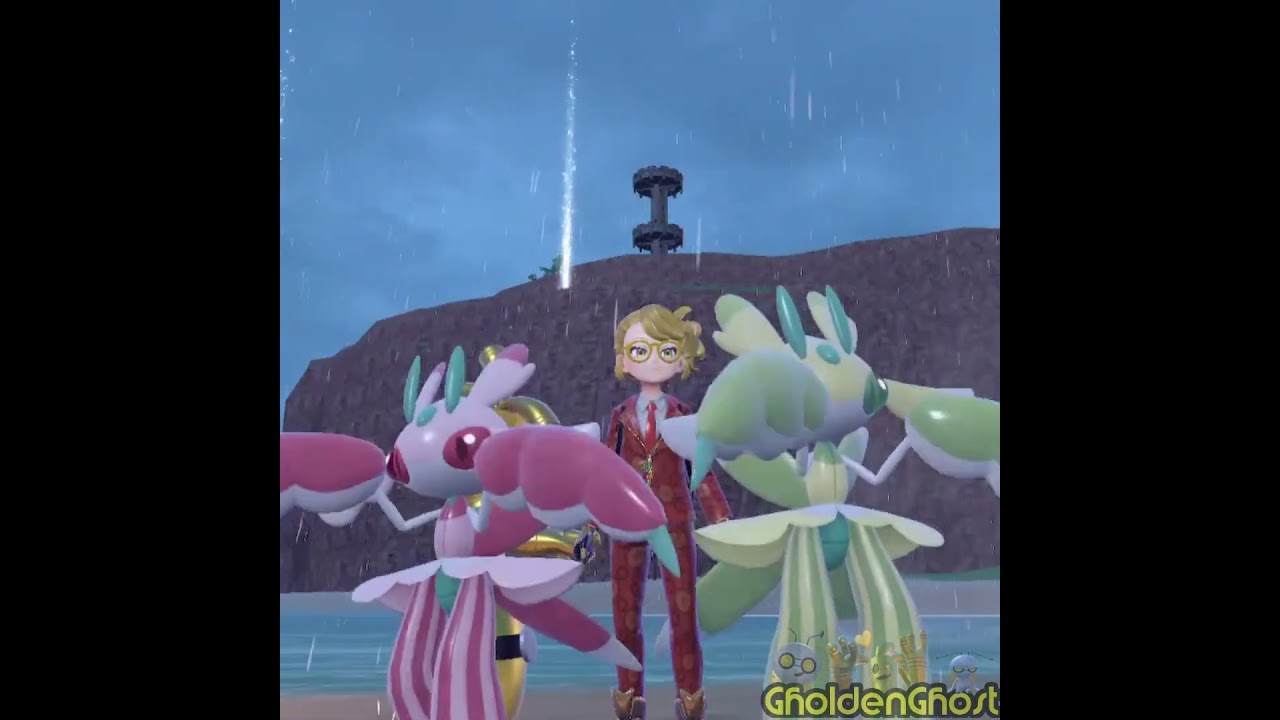 Lurantis & his Little Sister 💚 #pokemon #pokemonscarletandviolet #shinypokemon #mantis #cutepokemon