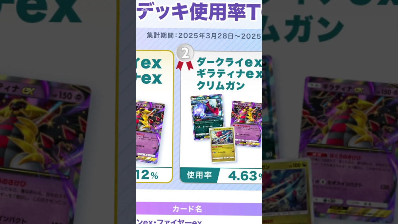 [ポケポケ]ランクマ使用率発表される！#ポケポケ #ギラティナ