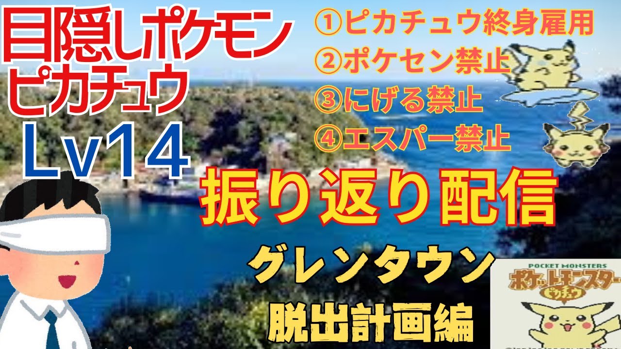 【本人と振り返り】目隠し＋鬼畜縛りでピカチュウ版Lv15
