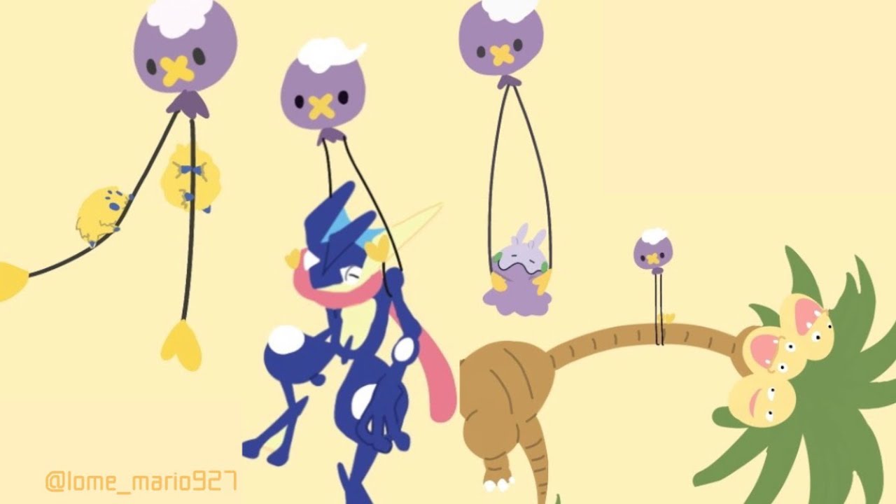フワンテがいろんなポケモンを持ち上げる絵ができるまで　#1 【バチュル/ゲッコウガ/ナッシー/ヌメラ編】