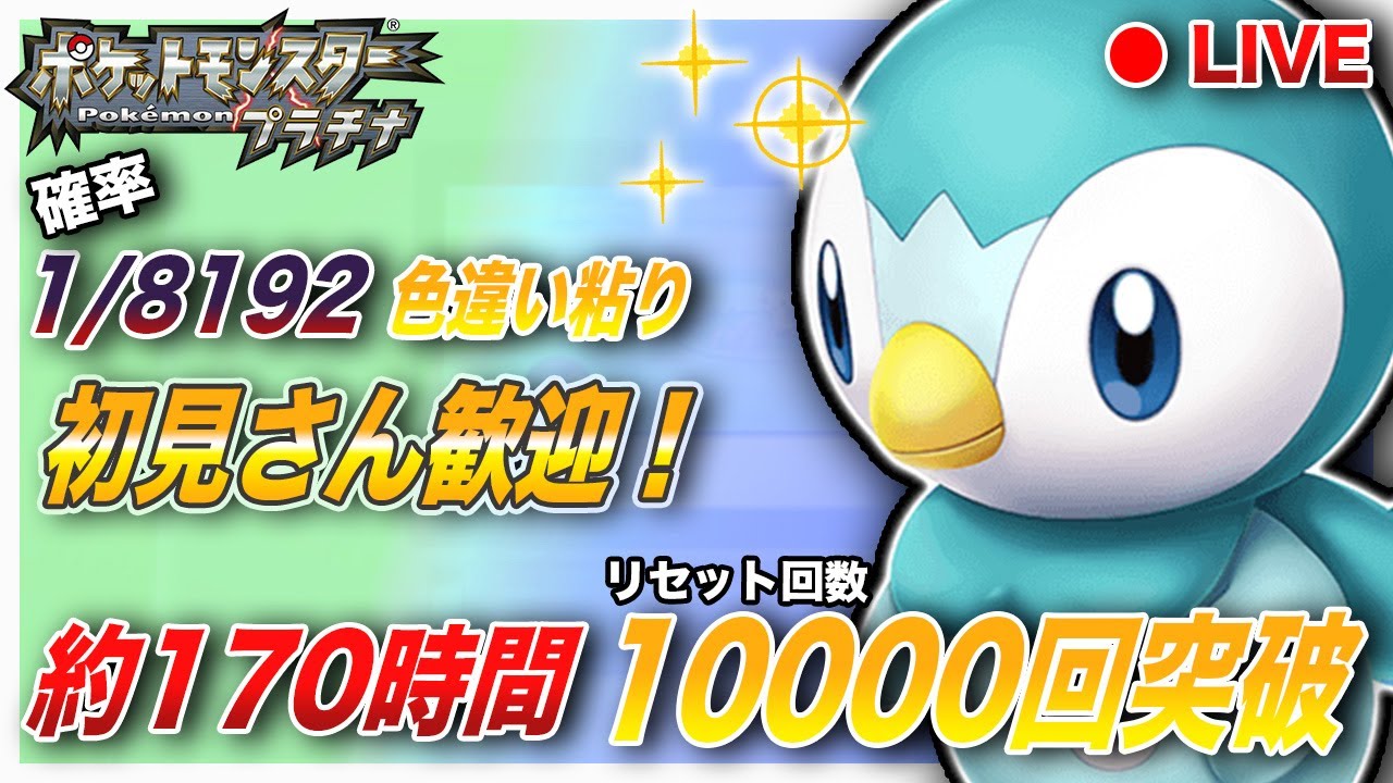 初見さん大歓迎！🔴色違いポッチャマ固定リセット10170回〜【ポケモン プラチナ】