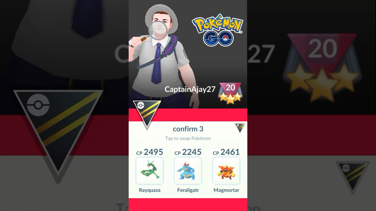 Rayquaza 🐲 Feraligatr 💧 Magmortar 🔥 in Ultra League GBL PvP 💥 #pokemongo #gbl #pokemon