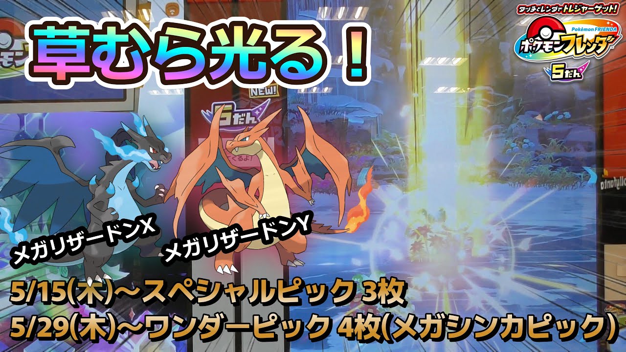 【フレンダ5だん】草むら黄金の柱！ワンダーピック5/29～メガシンカピック4枚スタート　#ポケモンフレンダ　#草むら　#メガシンカ
