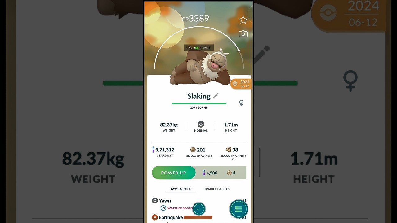 moveiLAZY  GAMEREvolving  Hundred iv  Slakoth  into sorry  video #short #shortsfeed #pokemongo