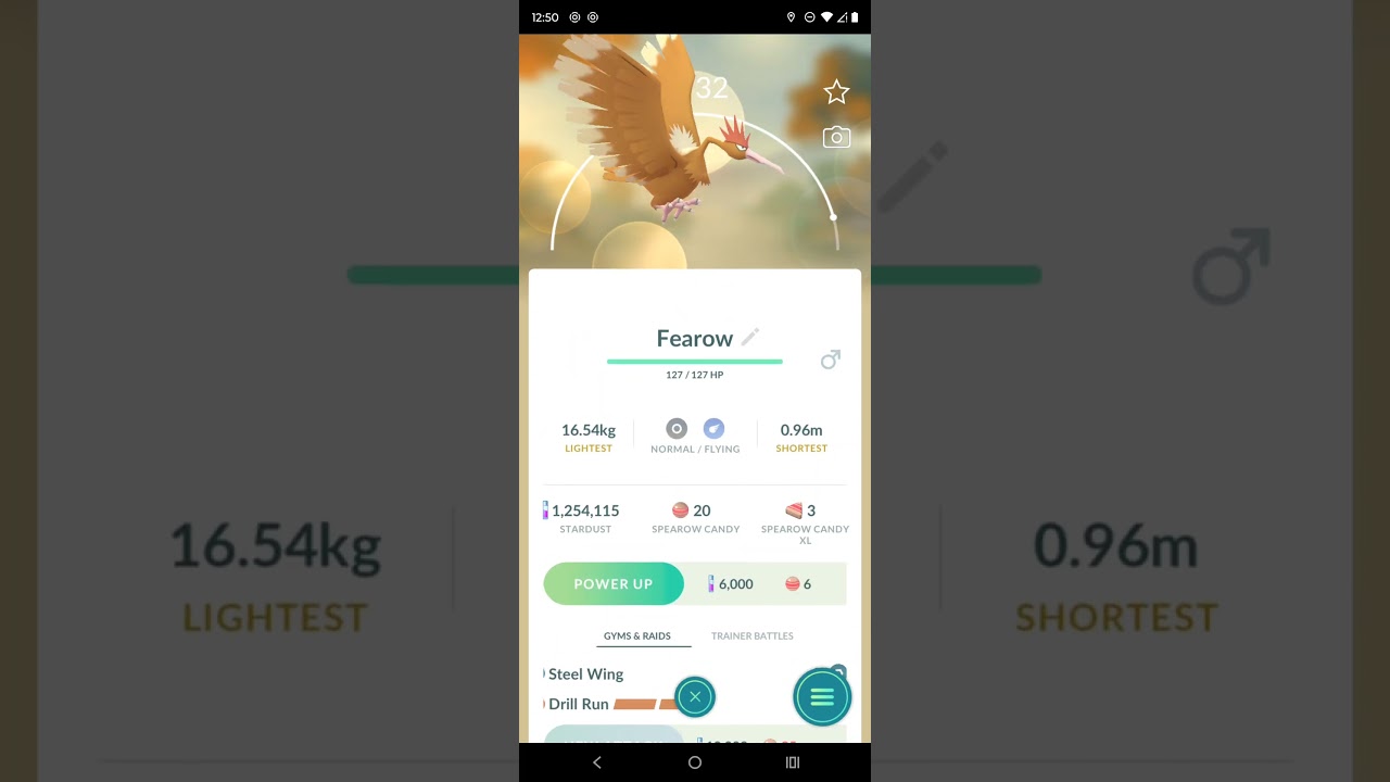 Pokemon GO: A high power Fearow as my morning catch