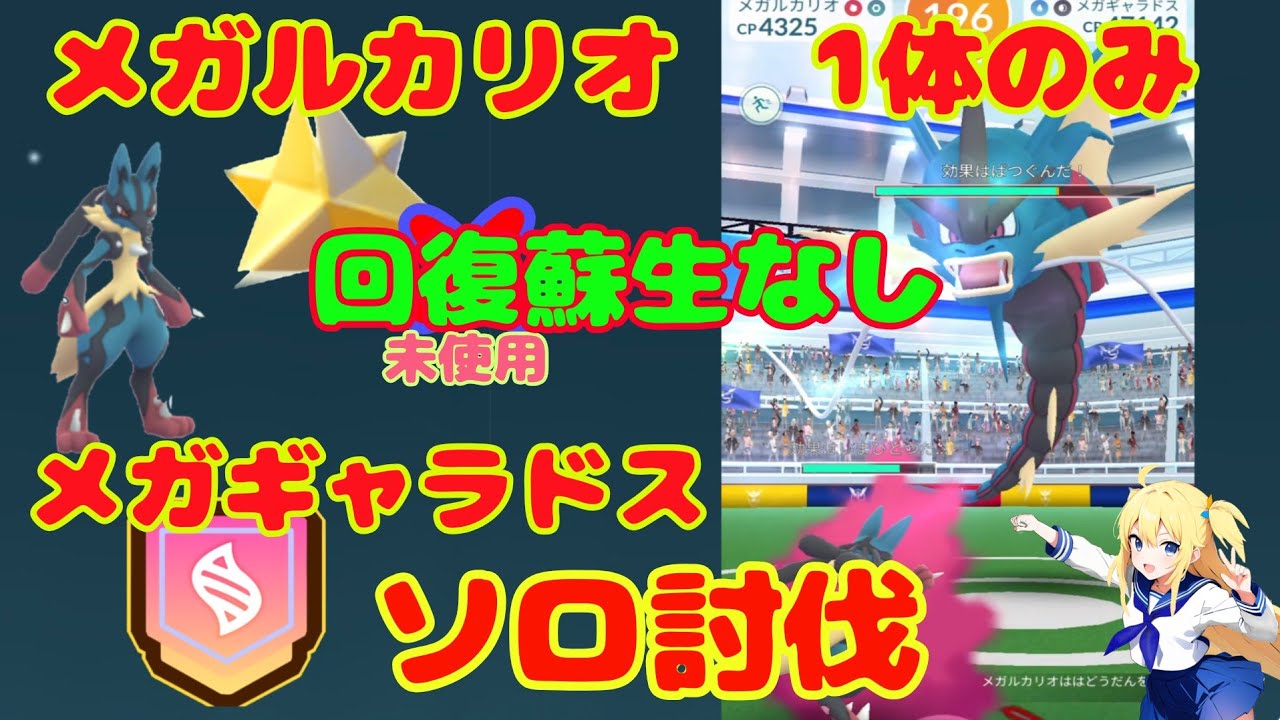 メガルカリオ1体のみ回復蘇生なしでメガギャラドスに勝利した！ソロ討伐が簡単になる現象発生中～