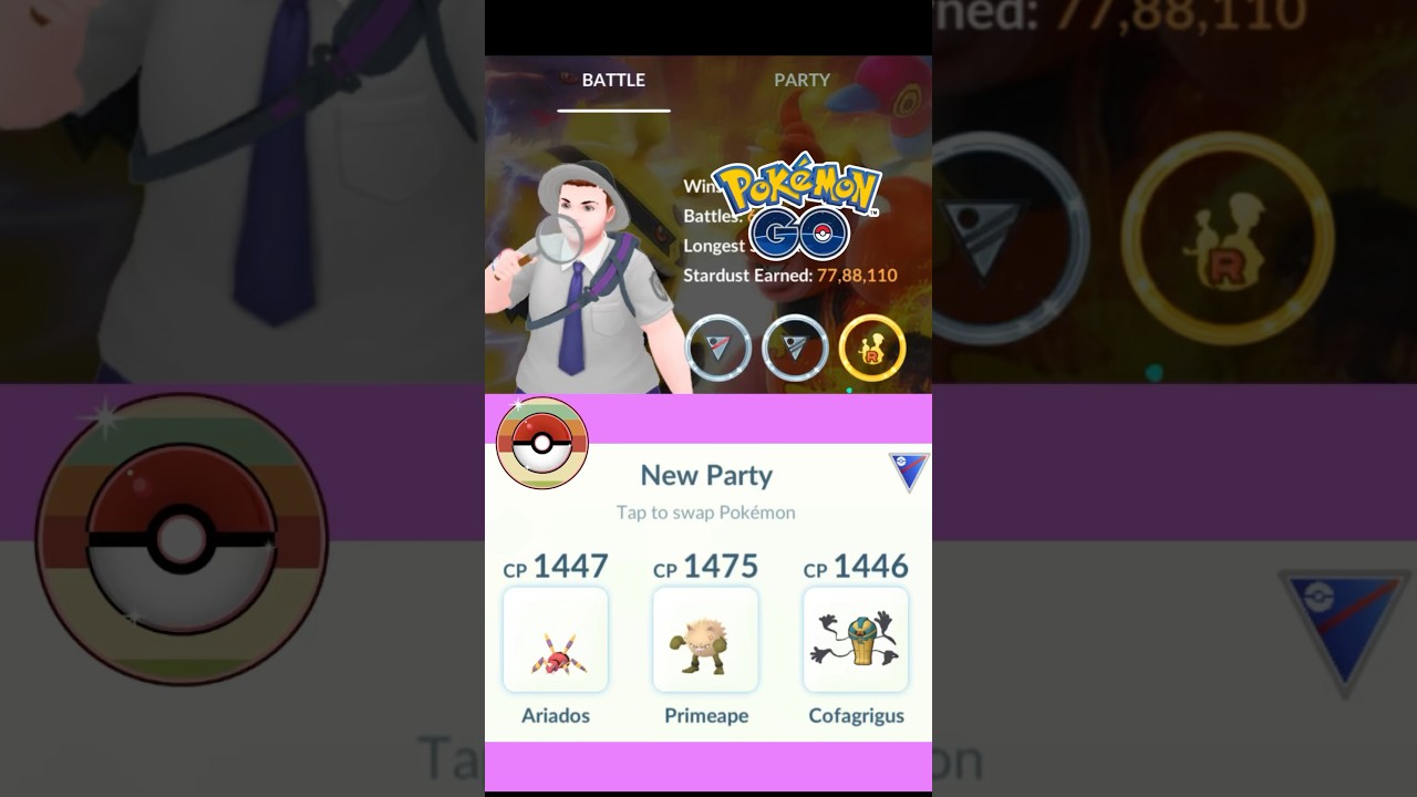 Ariados 🦂 Shiny ✨ Primeape 💪🏼 Cofagrigus ☠️ in Retro Cup GBL PvP 🥶 #pokemongo #pokemon #gbl