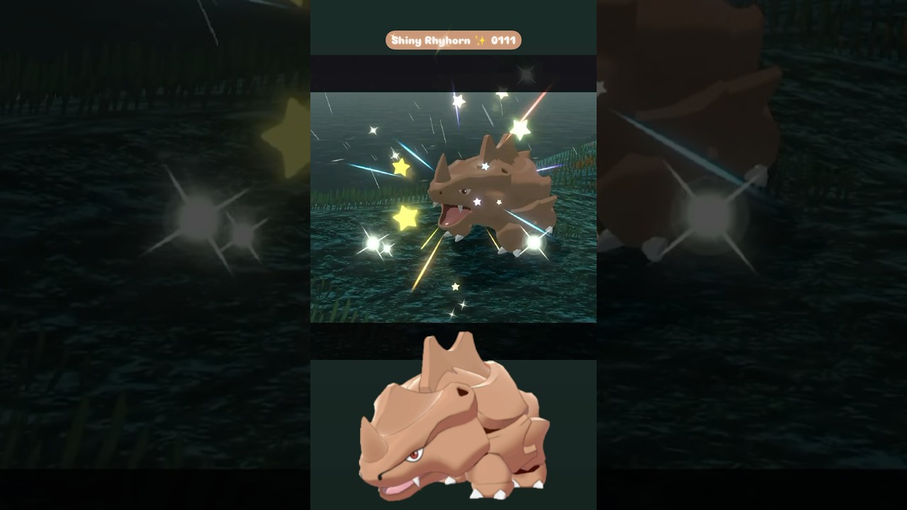 Shiny Rhyhorn ✨ 0111 caught in Pokemon Legends Arceus with Massive Mass Outbreak