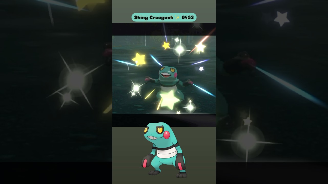 Shiny Croagunk ✨ 0453 caught in Pokemon Legends Arceus in the Wild