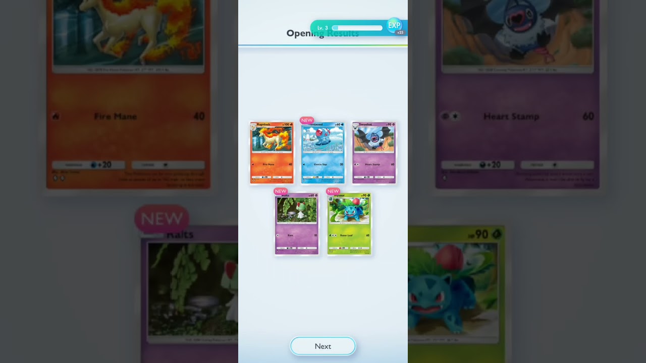 Get RAPIDASH, TENTACOOL, RALTS & IVYSAUR - Pokemon Trading Card Game Pocket
