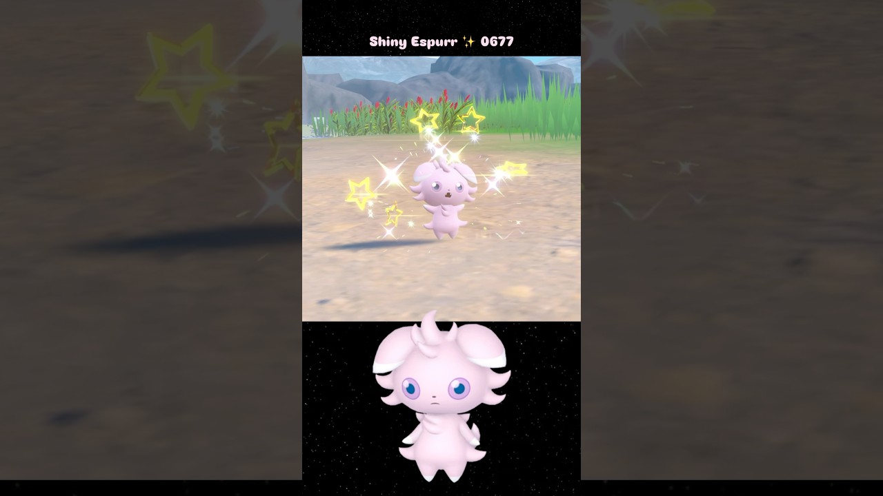 Shiny Espurr ✨ 0677 caught in Pokemon Scarlet Indigo Disk DLC with Mass Outbreak on Switch 2
