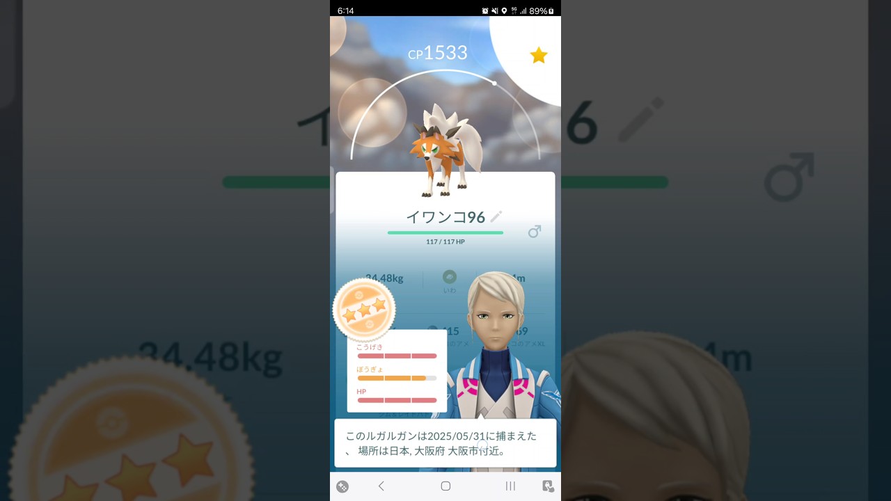 たそがれイワンコをルガルガンに進化　ポケモンGO