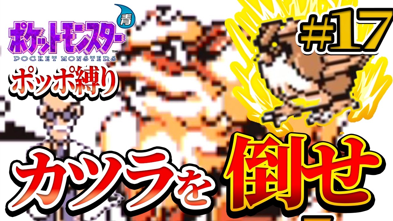 #17 【無理ゲー】ポッポ1匹だけでクリアする！？ポケモンブルー【カツラをぶっ倒せ！】