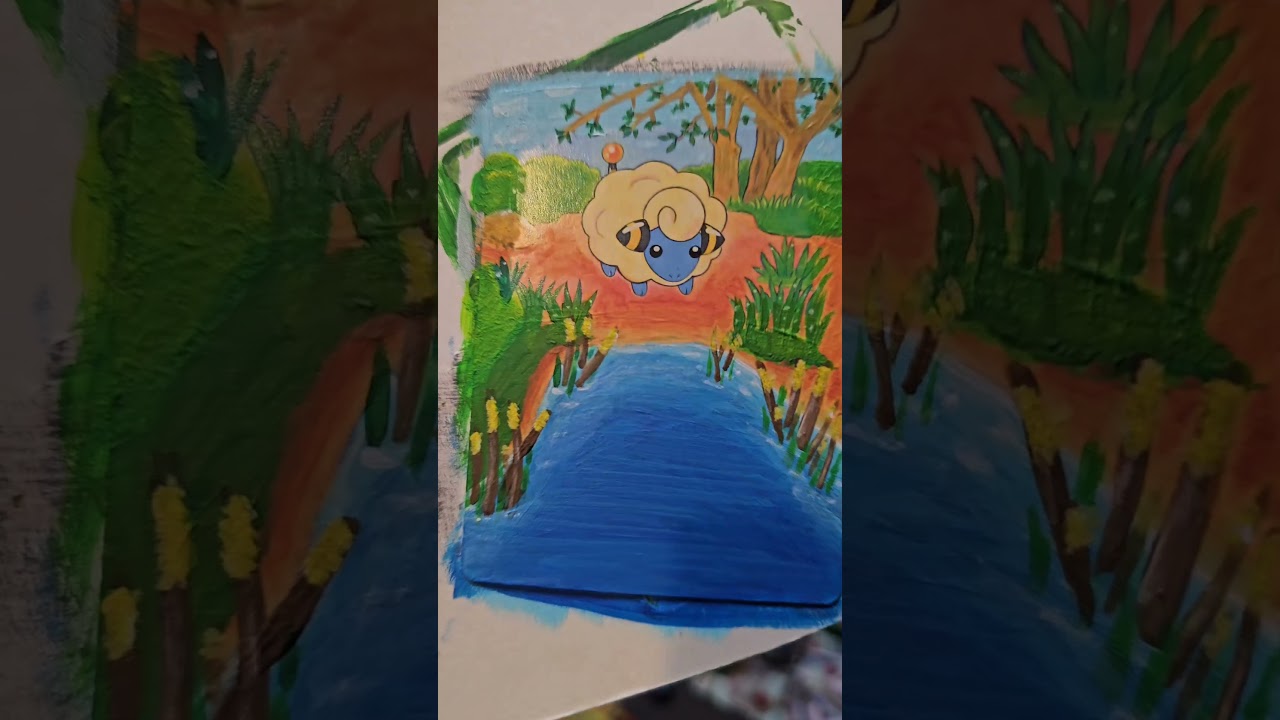 mostly finished Mareep painting! #pokemoncard #painting #alter