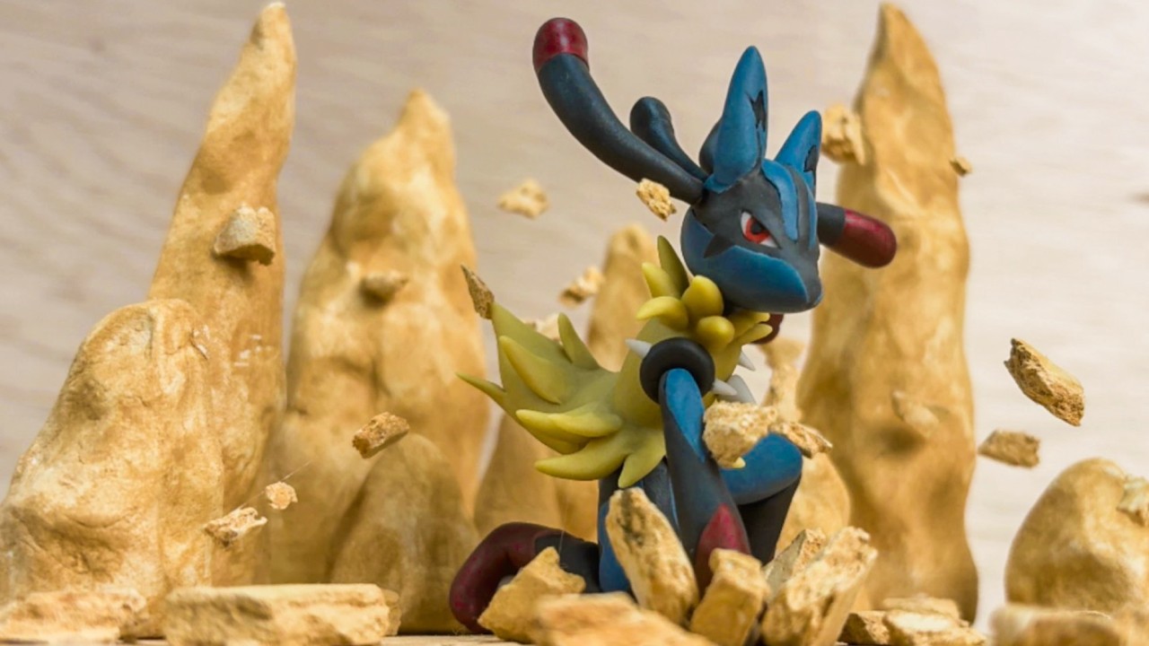 【レジェンズZA】地面を叩き割るメガルカリオを作る 【ポケモン粘土 -ASMR-】