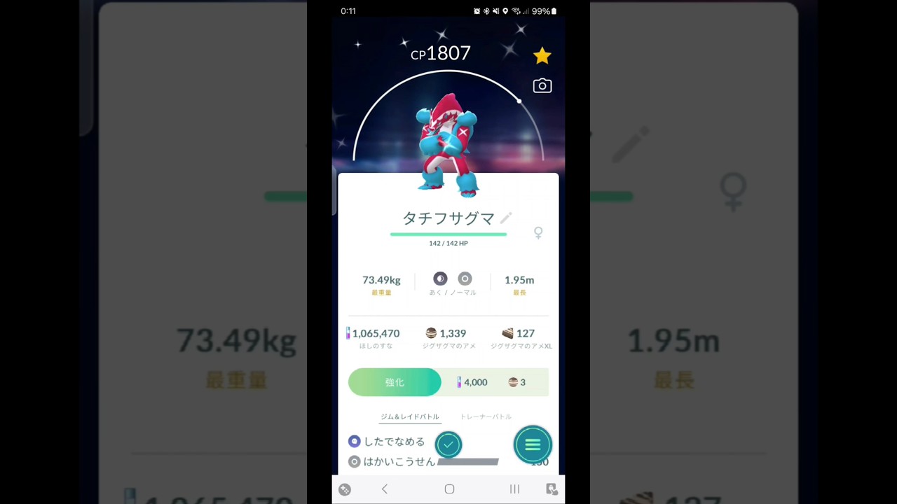 色違い　ジグザグマからタチフサグマに進化　ポケモンGO