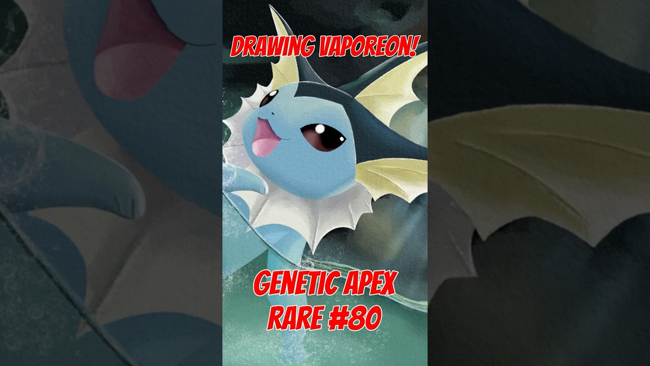 I drew #Vaporeon! #シャワーズ #PokéPapi Learns How To Draw #PokémonTCGPocket Genetic Apex Rare No.80