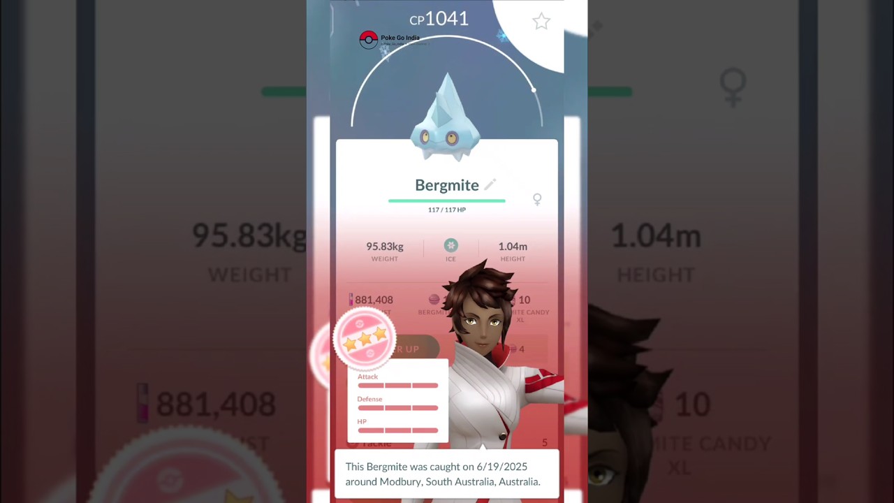 💯 Hundo Bergmite Pokemon Catch  #pokemongo #shorts #bergmite #hundopokemon