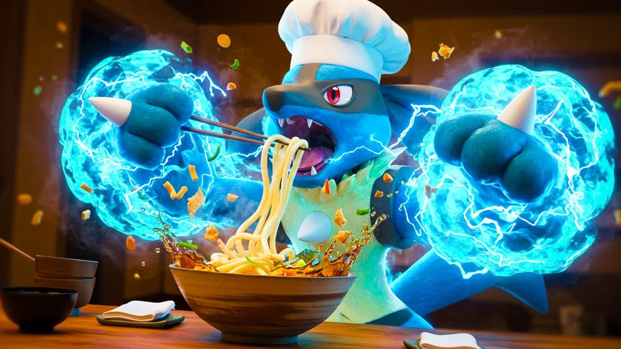 【ポケモン料理】ルカリオシェフに手打ちうどんを作らせたら波導すぎた！#ポケモン #pokemon #料理 #cooking