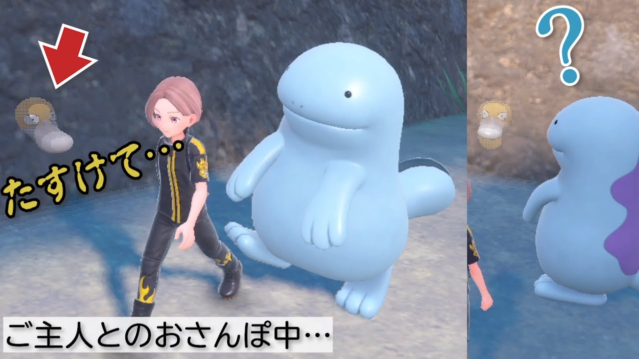 ヌオー、崖に埋まってしまったコダックを救出する。【ポケモンSV】